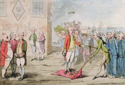 Rodney Triomfantelijk, of Admiraal Lee-Shore in de put, 1782 door James Gillray